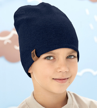 Czapka wiosenna/jesienna dla chłopca, dwustronna, New Gen, fango/granat, 48-51 cm