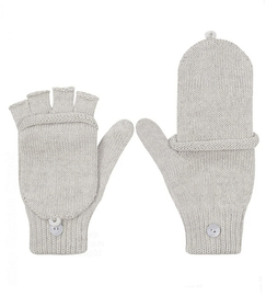 Rękawiczki damskie z wełny merino 100%, odkryte palce, 2317, szare perłowe