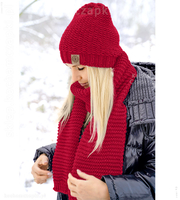 Czapka z polarem i długi szalik, Gisele, czerwony,  rozm. 54-56  cm