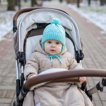 Czapka z wełny merino, wiązana, dla chłopca, na zimę,  Hagne, 44-48 cm
