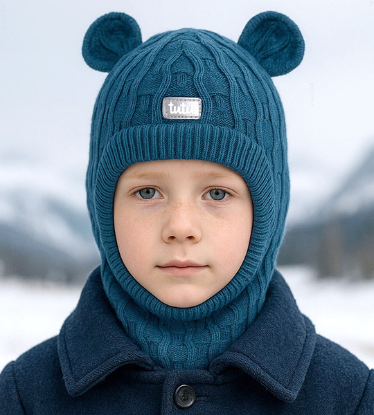 Kominiarka 100% merino dla chłopca, Jurgin, morska, 46-50 cm