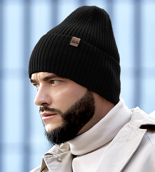 Czapka wełniana męska, Dantas, czarna, 58-60 cm