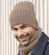 Komplet zimowy męski, czapka i komin, Galdon, beżowy, 56-58 cm