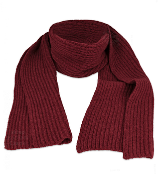 Szalik damski, wełniany, w prążek, P25093, bordowy