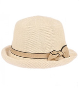 Kapelusz damski na lato, z małym rondem, Lusyna, ecru, 55-57 cm