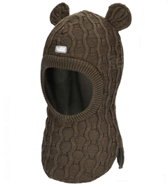 Kominiarka merino dla chłopca, Jurgin, khaki ciemny, 50-54 cm