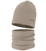 Czapka i komin dla chłopca, komplet wiosenny jesienny, Zrifer, oliwka, 48-50 cm