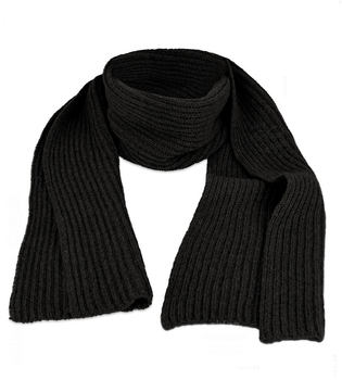 Szalik damski, wełniany, w prążek, P25093, czarny