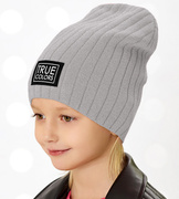 Czapka dla dziewczynki, dzianinowa, szara, True Colors, 50-54 cm