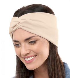 Opaska damska bawełniana na głowę, B2307M, beżowa, 56-60 cm