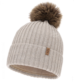 Czapka zimowa damska, z wełną merino, Marizza, beżowa, 54-56 cm
