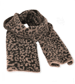 Szalik w panterkę, damski zimowy, Paraiso, kakaowy