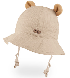 Kapelusz dla dziecka, muślinowy, beżowy, Jorgina, 44-46 cm