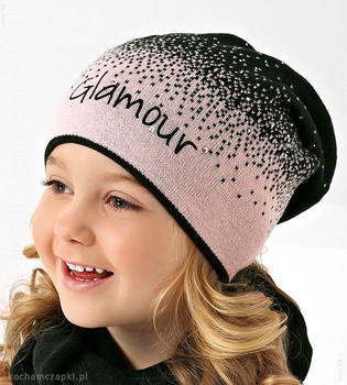 Czapka wiosenna-jesienna dla dziewczynki, Pascuala, róż+granat, 48-52 cm