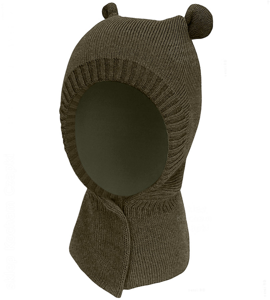 Czapka zimowa kominiarka dla chłopczyka, Turner, khaki, 40-44 cm