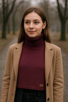 Komin z golfem z wełny merino, uniwersalny, damski, młodzieżowy, czarny