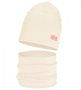 Komplet wiosenny-jesienny, dla dziewczynki, czapka i komin, Zriffia, kremowy, 48-50 cm