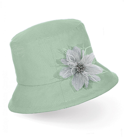 Kapelusz damski na lato z lnu, Marini, miętowy, 55-58 cm