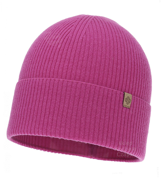 Czapka jesienna, damska, wełna merino z kaszmirem, Nalieta, amarantowa, 54-57 cm