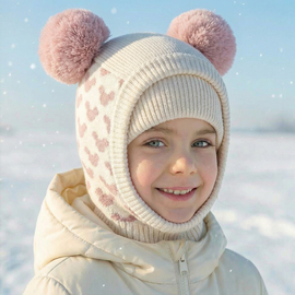 Kominiarka zimowa dla dziewczynki, kremowy, Chando, 50-54 cm