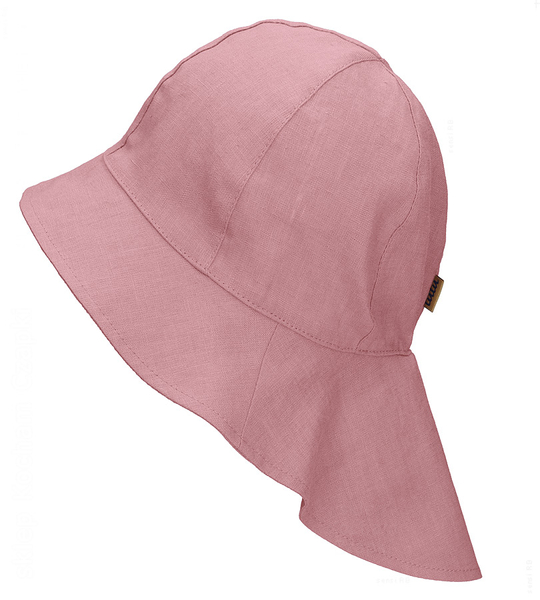 Kapelusz lniany, dziewczęcy, Iroro, brudny róż, 53-55 cm