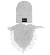 Komplet wiosenny/jesienny dla dziewczynki, szary,  czapka i chusta, Estrid, 50-54 cm