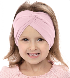 Opaska dla dziewczynki, turban na głowę, jasny róż, 3518, obw. 47-49 cm