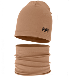 Czapka i komin dla chłopca, komplet wiosenny jesienny, Zrifer, kamel , 52-54 cm