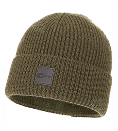 Czapka zimowa męska, wełniana, 100% merino, Rionos, khaki, 56-59 cm