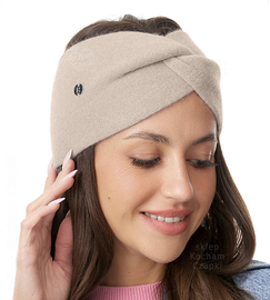 Opaska damska, zimowa, angora, Sioma, jasnobeżowa, 54-58 cm