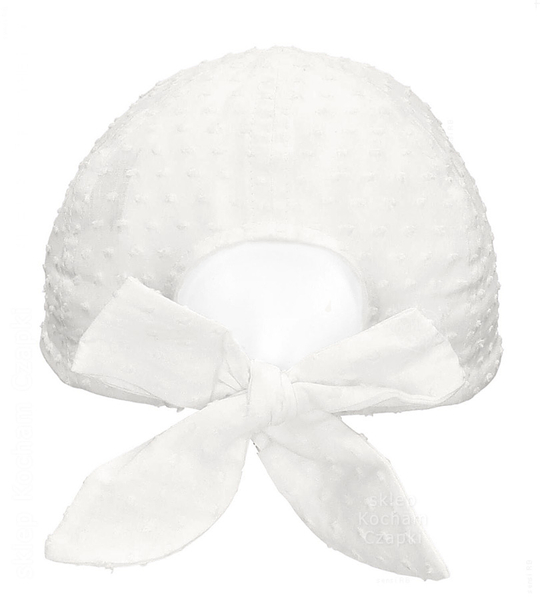 Czapka z daszkiem na lato dla dziewczynki, bawełniana, elegancka, Tulissa, biały mleczny, 46-50 cm