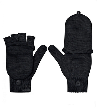 Rękawiczki damskie z wełny merino 100%, odkryte palce, 2317, czarne