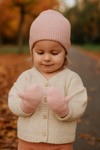 Rękawiczki zimowe z wełną merino dla dziewczynki, kremowe, rozm. 9-18 m-cy