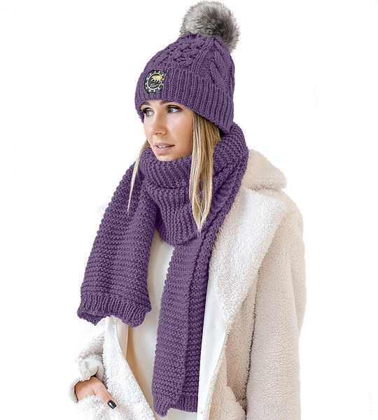 Damski komplet czapka z szalikiem Livja, fioletowy (2), 56-58 cm