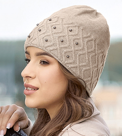 Czapka damska, zimowa, Inveja, jasny beż, 55-57cm