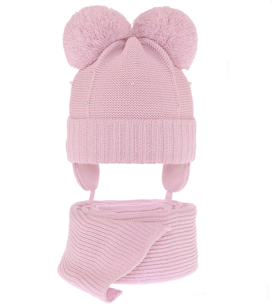 Komplet zimowy, czapka i szalik dla dziewczynki, Bifien, liliowy, 46-48 cm