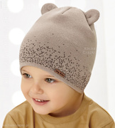 Dzianinowa czapka dla chłopca, z uszkami misia, wiosna/jesień, GetUP, rozm. 48-52 cm