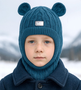 Kominiarka 100% merino dla chłopca, Jurgin, morska, 46-50 cm