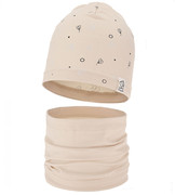 Komplet wiosenny-jesienny, dla dziewczynki, czapka i komin, Rioffia, beżowy jasny , 52-54 cm