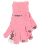 Rękawiczki dotykowe z syntetycznej alpaki z myszką, róż landrynka, rozm. 12-18 lat
