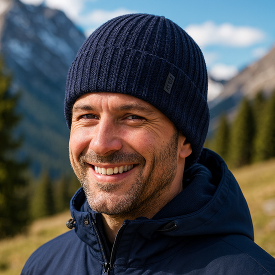 Czapka zimowa męska, z wełną merino i polarem, Ryttol, beżowy, 56-58 cm