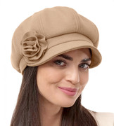 Kaszkiet, beret z daszkiem, damski zimowy, Granja, beżowy, 56-58 cm