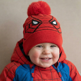 Czapka dla chłopca, Spiderman, podszyta futerkiem, czerwona, 44-48 cm