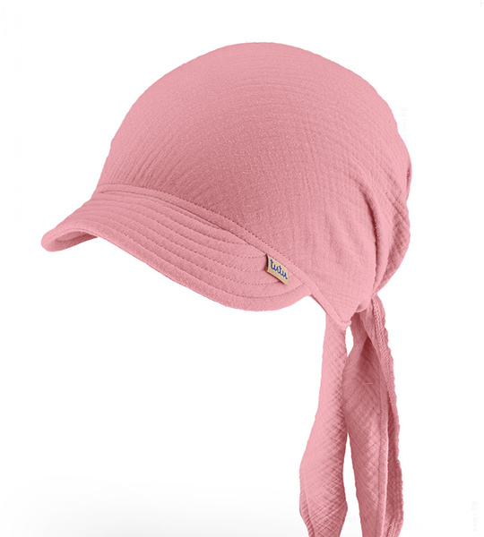 Chustka z daszkiem, dla dziewczynki, muślinowa, różowa, Noeni, 50-54 cm