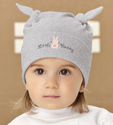 Czapka wiosenna, dla dziewczynki, z króliczkiem, Kenina, szara, 48-50 cm