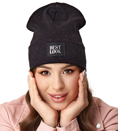 Czapka damska wiosenna/jesienna, czarna, Fesilia,  54-56