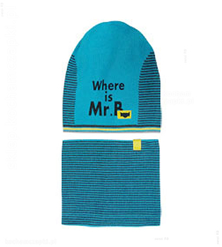  Zestaw na wiosnę/jesień dla chłopca, czapka i komin Where is Mr.B? rozm. 48-52 cm