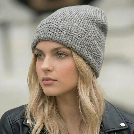 Czapka przejściowa damska z Wełny i Kaszmiru, Tula, szara, 56-60 cm