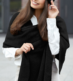 Czarny szal damski, wełna (80%), SZ025