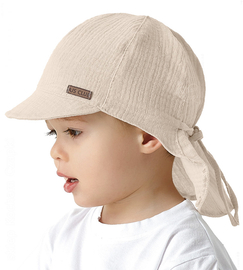 Czapka z muślinu na lato dla chłopca, safari, Gragan, jasnobeżowa, 54-55 cm